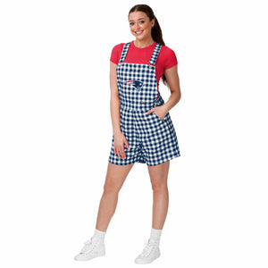 New England Patriots NFL Womens Gingham Check Bib Shortalls