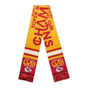 Kansas City Chiefs NFL Super Bowl LVIII Champions Acrylic Scarf