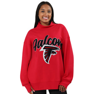 Atlanta Falcons NFL Chenille Logo Oversized Mockneck Sweatshirt (PREORDER - SHIPS MID OCTOBER)