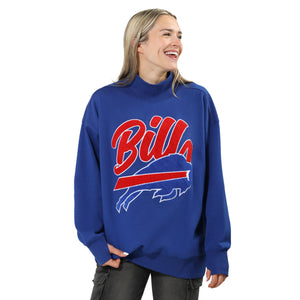 Buffalo Bills NFL Chenille Logo Oversized Mockneck Sweatshirt (PREORDER - SHIPS MID OCTOBER)