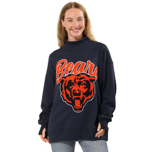 Chicago Bears NFL Chenille Logo Oversized Mockneck Sweatshirt (PREORDER - SHIPS MID OCTOBER)