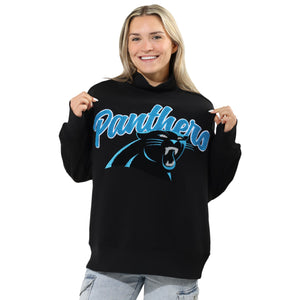 Carolina Panthers NFL Chenille Logo Oversized Mockneck Sweatshirt (PREORDER - SHIPS MID OCTOBER)