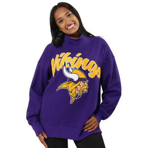Minnesota Vikings NFL Chenille Logo Oversized Mockneck Sweatshirt (PREORDER - SHIPS MID OCTOBER)
