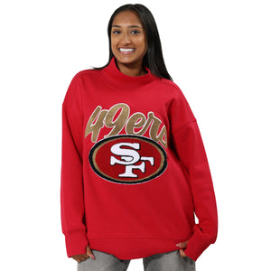 San Francisco 49ers NFL Chenille Logo Oversized Mockneck Sweatshirt (PREORDER - SHIPS MID OCTOBER)