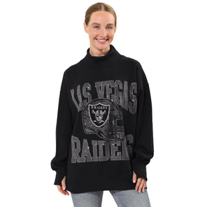 Las Vegas Raiders NFL Womens Rhinestone Logo Mockneck Oversized Sweatshirt