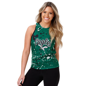 Philadelphia Eagles NFL Womens Kelly Green Paint Splatter Tie-Breaker Sleeveless Top