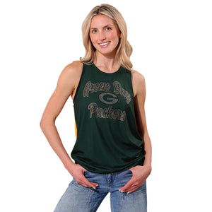 Green Bay Packers NFL Rhinestone Tie-Breaker Sleeveless Top