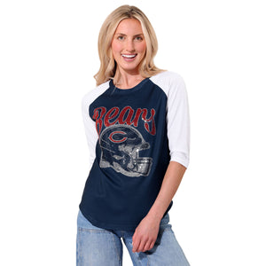 Chicago Bears NFL Womens Rhinestone Raglan T-Shirt