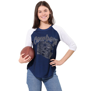Dallas Cowboys NFL Womens Rhinestone Raglan T-Shirt