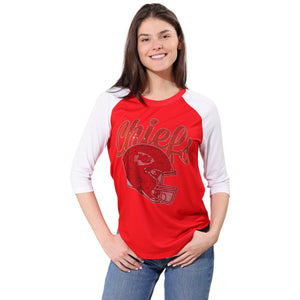 Kansas City Chiefs NFL Rhinestone Raglan T-Shirt