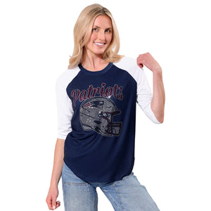 New England Patriots NFL Rhinestone Raglan T-Shirt