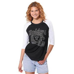 Las Vegas Raiders NFL Rhinestone Raglan T-Shirt