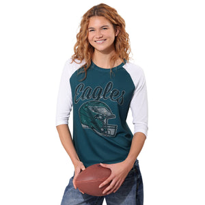 Philadelphia Eagles NFL Rhinestone Raglan T-Shirt