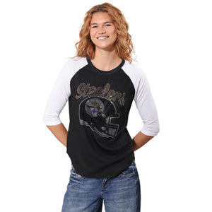 Pittsburgh Steelers NFL Womens Rhinestone Raglan T-Shirt