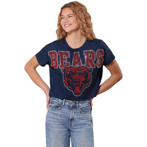 Chicago Bears NFL Big Wordmark Rhinestone Crop Top
