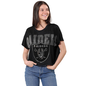 Las Vegas Raiders NFL Big Wordmark Rhinestone Crop Top