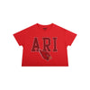 Arizona Cardinals NFL Womens Rhinestone Logo Crop Top (PREORDER - SHIPS LATE SEPTEMBER)