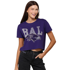 Baltimore Ravens NFL Womens Rhinestone Logo Crop Top