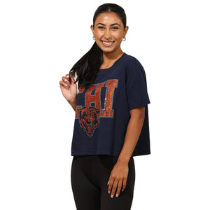 Chicago Bears NFL Womens Rhinestone Logo Crop Top