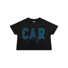Carolina Panthers NFL Womens Rhinestone Logo Crop Top (PREORDER - SHIPS LATE SEPTEMBER)