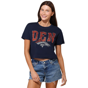 Denver Broncos NFL Womens Rhinestone Logo Crop Top