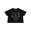 Jacksonville Jaguars NFL Womens Rhinestone Logo Crop Top (PREORDER - SHIPS LATE SEPTEMBER)