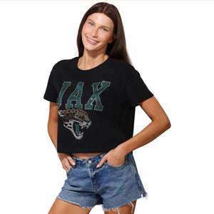 Jacksonville Jaguars NFL Womens Rhinestone Logo Crop Top
