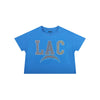 Los Angeles Chargers NFL Womens Rhinestone Logo Crop Top (PREORDER - SHIPS LATE SEPTEMBER)