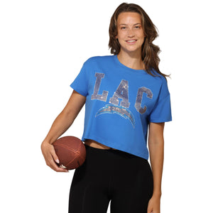 Los Angeles Chargers NFL Womens Rhinestone Logo Crop Top