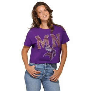 Minnesota Vikings NFL Womens Rhinestone Logo Crop Top