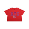 New York Giants NFL Womens Rhinestone Logo Crop Top (PREORDER - SHIPS LATE SEPTEMBER)