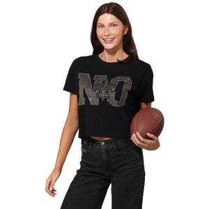 New Orleans Saints NFL Womens Rhinestone Logo Crop Top