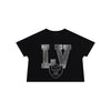 Las Vegas Raiders NFL Womens Rhinestone Logo Crop Top (PREORDER - SHIPS MID SEPTEMBER)