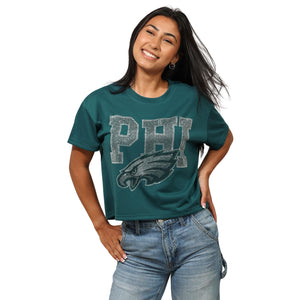 Philadelphia Eagles NFL Womens Rhinestone Logo Crop Top