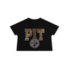Pittsburgh Steelers NFL Womens Rhinestone Logo Crop Top (PREORDER - SHIPS MID SEPTEMBER)