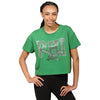 Philadelphia Eagles NFL Womens Kelly Green Rhinestone Logo Crop Top (PREORDER - SHIPS MID SEPTEMBER)