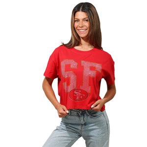 San Francisco 49ers NFL Womens Rhinestone Logo Crop Top