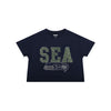 Seattle Seahawks NFL Womens Rhinestone Logo Crop Top (PREORDER - SHIPS LATE SEPTEMBER)