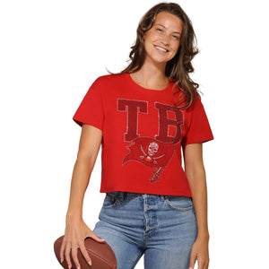 Tampa Bay Buccaneers NFL Womens Rhinestone Logo Crop Top