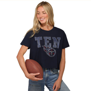 Tennessee Titans NFL Womens Rhinestone Logo Crop Top