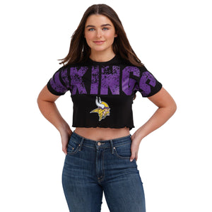 Minnesota Vikings NFL Womens Distressed Wordmark Crop Top