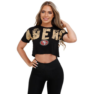 San Francisco 49ers NFL Womens Distressed Wordmark Crop Top