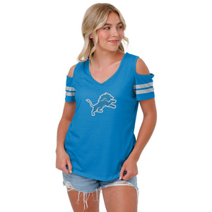 Detroit Lions NFL Womens Cold Shoulder T-Shirt