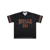 Cincinnati Bengals NFL Womens Rhinestone Logo Oversized V-Neck Mesh T-Shirt