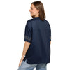 Dallas Cowboys NFL Womens Rhinestone Logo Oversized V-Neck Mesh T-Shirt (PREORDER - SHIPS MID SEPTEMBER)
