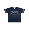 Dallas Cowboys NFL Womens Rhinestone Logo Oversized V-Neck Mesh T-Shirt (PREORDER - SHIPS MID SEPTEMBER)