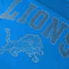 Detroit Lions NFL Womens Rhinestone Logo Oversized V-Neck Mesh T-Shirt (PREORDER - SHIPS MID SEPTEMBER)