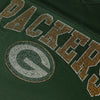 Green Bay Packers NFL Womens Rhinestone Logo Oversized V-Neck Mesh T-Shirt (PREORDER - SHIPS MID SEPTEMBER)