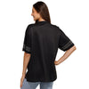 Las Vegas Raiders NFL Womens Rhinestone Logo Oversized V-Neck Mesh T-Shirt