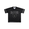 Las Vegas Raiders NFL Womens Rhinestone Logo Oversized V-Neck Mesh T-Shirt